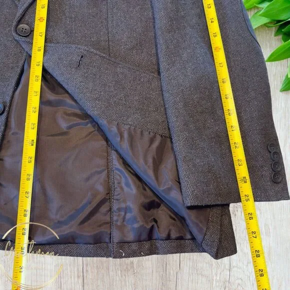 TASSO ELBA Blazer LARGE 42-44 WOOL Brown Sport Coat Two Button Jacket Brown